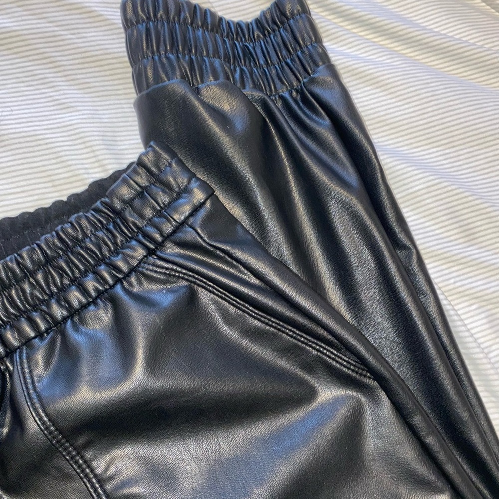 Express Black Leather Joggers